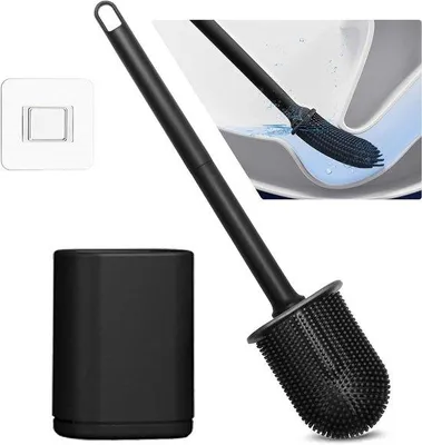 Produktbild von WC-Bürsten-Set - WC-Bürste - Badezimmerreinigung - Wandmontage ohne Bohrer - 260 g - Schwarz