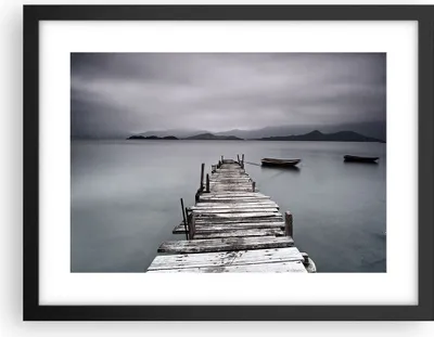 Produktbild von Gerahmtes Poster - Schwarzer Rahmen - Brücke See - 40x30 cm - Wand Bild - Wanddeko - Wandbilder - Kunstposter - Wandposter - Bilderrahmen - Bilder - Kunstdruck - Wandbild - P2BAA40x30-3547