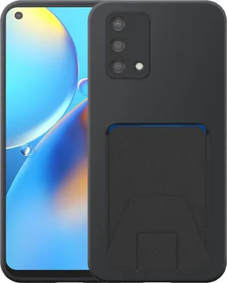 Produktbild von Geeignet für Oppo A74 4G Phone Case mit einstellbaren Leder Kartenschlitz - Flexible Back Cover Case Silikon TPU mit einstellbaren Leder Kartenschlitz - Schwarz - Smartphonics