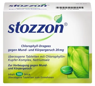 Obrázek produktu pro stozzon chlorofylové tablety proti zápachu z úst a těla, 100 tablet