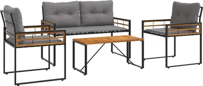 Image de Ensemble de meubles de jardin vidaXL, 4 pièces, gris clair