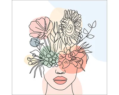 Produktbild von Glasbild Line art flowers I 50x50 cm