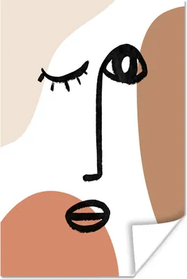 Produktbild von MuchoWow® Poster Pastell - Gesicht - Braun 20x30 cm - Papierdruck