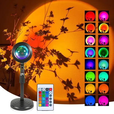 Zdjęcie produktu dla Lampa z 16 kolorami, obracana o 360°, nowoczesne oświetlenie ambientowe do sypialni i do fotografii