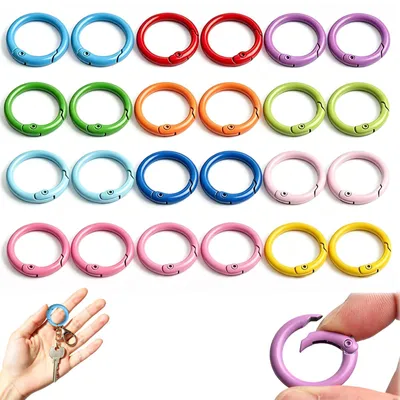 24 runde Karabinerhaken 25 mm, 12 Farben Schlüsselringe
