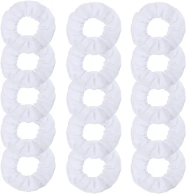 Produktbild von Haargummis 15 Stück, weiße Scrunchies, Baumwolle, für täglichen Gebrauch