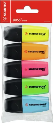 Produktbild von Textmarker - STABILO BOSS MINI - 5er Pack - gelb, blau, grün, orange, pink
