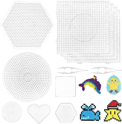 Image de Ensemble de 10 plaques pour perles à repasser, ensemble de plaques pour perles, grand ensemble de pochoirs pour perles à repasser