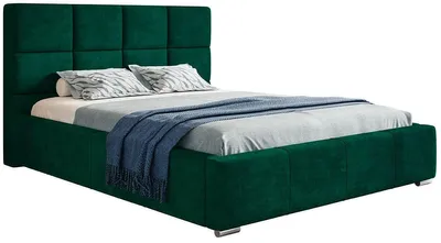 Produktbild von Polsterbett 160x200 Latis mit Bettkasten, Metall Lattenrost - Hersteller, Schlafzimmer, Doppelbett, Samtstoff Grün
