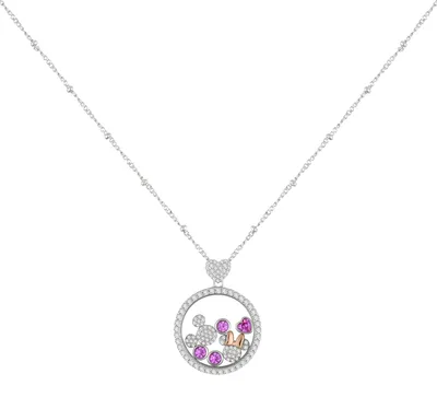 Productafbeelding van Disney Mickey & Minnie ketting voor meisjes met een zwevende steen, one size, messing, geen edelsteen