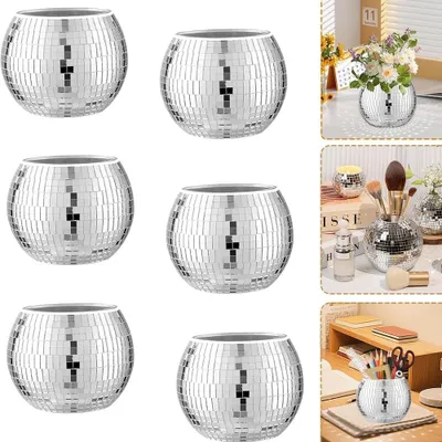 Image de 6 pots de fleurs en forme de boule de discothèque pour la décoration