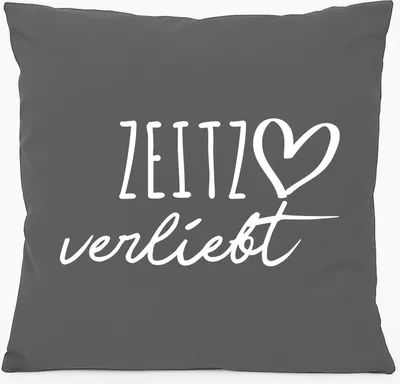 Produktbild von Huuraa Kissen Zeitz verliebt 40x40cm mit Füllung Steel Grey Baumwolle Dekokissen Geschenkidee