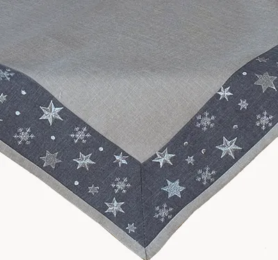 Produktbild von Tischwäsche mit Stickerei Sterne Weihnachten Tischläufer 85 x 85 cm - grau
