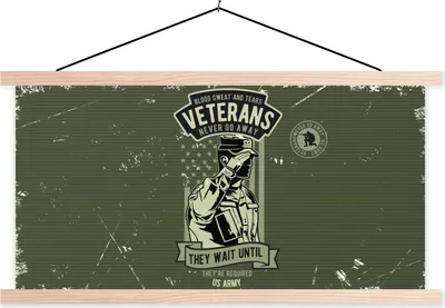 Produktbild von MuchoWow® Textilposter Jahrgang - Armee - Amerika 120x60 cm mit holzfarbenen Rahmen - Klemmleiste