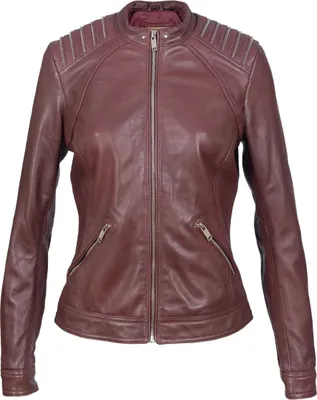 Zdjęcie produktu dla Kurtka damska skórzana Chyston Mercedes bordowa biker XL