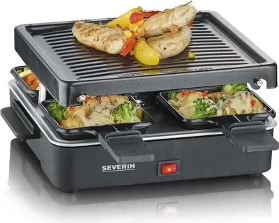 Produktbild von Raclette Grill SEVERIN RG2370, bis zu 4 Personen, 21x21cm, 600W, Antihaftbeschichtung