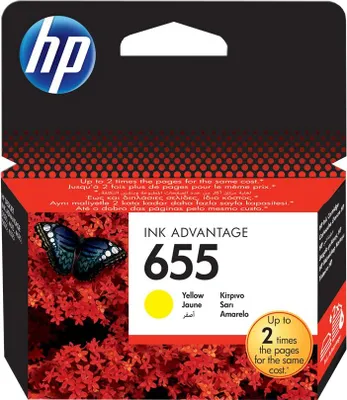 Produktbild von HP 655 Gelb Original Ink Advantage Druckerpatrone, Standardertrag, Gelb, Tinte auf Farbstoffbasis, 1 Stück(e), 600 Seiten