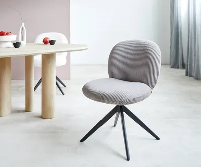 Produktbild von DELIFE Drehstuhl Nube-Flex Cord Silbergrau Kreuzgestell breit Schwarz 360° drehbar Taschenfederkern