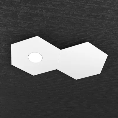 Image de Plafonnier moderne 2 Modules Hexagone Métal Blanc 1 Lumière Led 12W