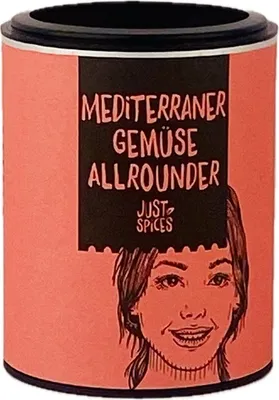 A product shot of a spice tin with a drawing of a woman's face.