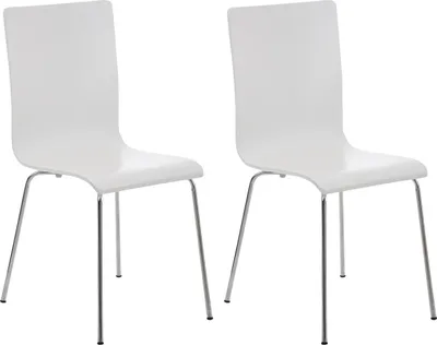 Produktbild von CLP 2er Set Besucherstuhl Pepe mit Holzsitz und Metallgestell weiß
