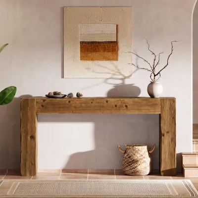 Produktbild von Konsolentisch aus Massivholz, 160 cm langer Landhaus-Sofatisch hinter der Couch für Eingangsbereich, Wohnzimmer, Foyer, einfache Montage