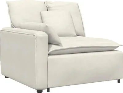 Produktbild von vidaXL Modulares Sofa Endmodul mit Armlehne Kissen Creme 100 cm