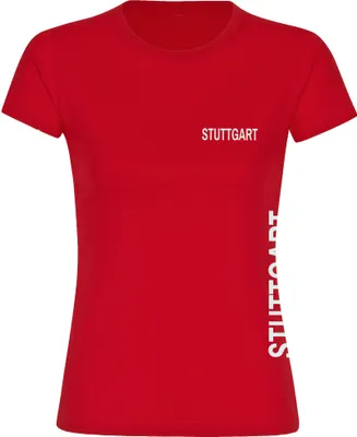 Produktbild von multifanshop Damen T-Shirt - Stuttgart - Brust & Seite, rot, Größe L