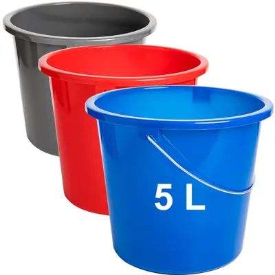 Immagine prodotto di Set di 3 secchi per la pulizia da 5 litri, in plastica con manico in metallo