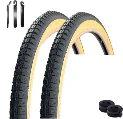 Obrázok produktu pre maxxi4you 2 x VEE Rubber V015 18" bicyklové pneumatiky čierne/gumové steny 37-387 (18 x 1  3/8) + 2 x vhodné duše SV vrátane maxxi4you montážnych páčok