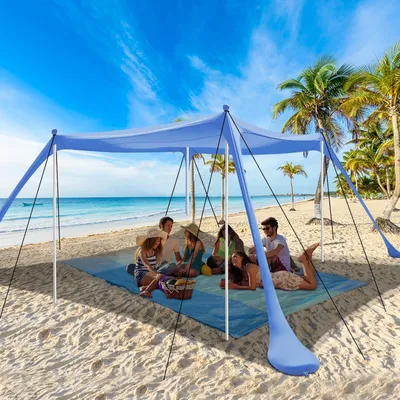 Imagen del producto de Toldo de 3x3 metros, con protección UV SPF 50+, incluye estacas y varillas, ideal para jardín y camping