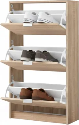 Immagine prodotto di Dmora Scarpiera Marradi 67x28x119h cm Marrone Rovere, 6 Ripiani 3 Ante