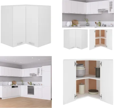 Produktbild von vidaXL Eckhängeschrank Weiß 57x57x60 cm Holzwerkstoff - Eckhängeschrank - Eckhängeschränke - Küchenschrank - Küchenschränke