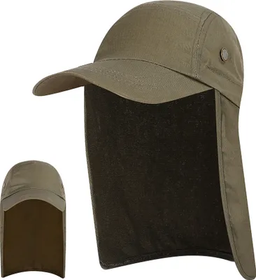 Obrázek produktu pro Vojenský zelený klobouk s klopou na krk - UPF 50+, široký kšilt, ideální pro rybaření a outdoorové aktivity