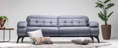 Produktbild von Dreisitzer Sofa 3 Sitzer Stoffsofa Polstersofa Couch Moderne Blau