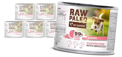 Zdjęcie produktu dla Raw Paleo Pork&Lamb Puppy Duoprotein 6x200g Mokra Karma Dla Szczeniąt z Wieprzowiną i Jagnięciną