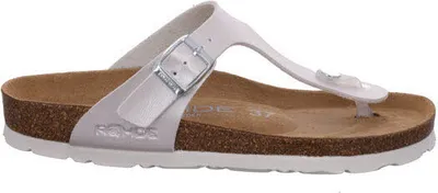 Produktbild von Rohde Damen Pantoletten Alba, weiß, Gr. 38, Synthetik, Metallic-Optik, rutschfeste Sohle, Absatz 2,5 cm, Kork-Latex-Kern