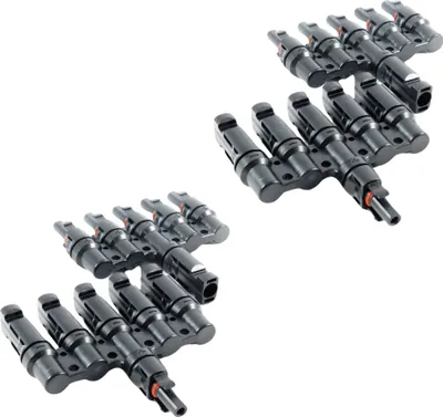 Produktbild von 2 Paar Solarstecker kompatibel mit MC4 Y 2 fach, 3 fach, 4 fach, 5 fach, 6 fach Stecker Kabel : T 5 fach Stecker Stecker: T 5 fach Stecker