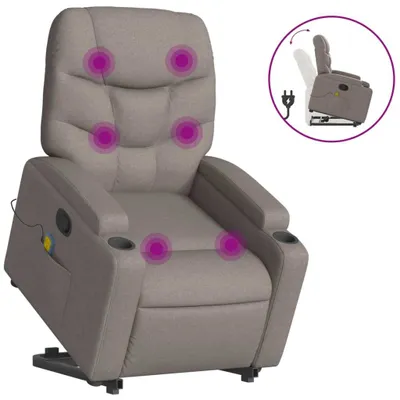 Produktbild von vidaXL Massagesessel mit Aufstehhilfe Taupe Stoff