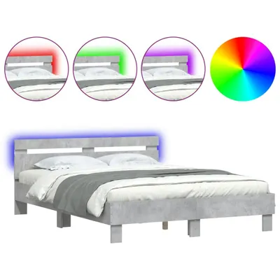 Productafbeelding van Bedframe met hoofdeinde, LED-verlichting, betonkleur, 140x190 cm