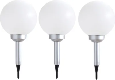 Produktbild von 3er Set LED Solarleuchte, Kugel weiß, H 42,5 cm