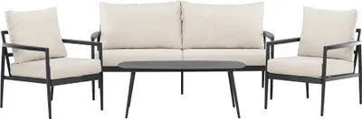 Zdjęcie produktu dla Taromina zestaw wypoczynkowy 1 sofa, 2 fotele, 1 stolik kawowy czarny.