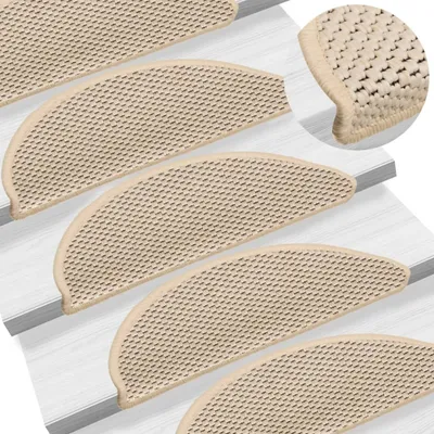 Produktbild von Treppenmatten Selbstklebend Sisal-Optik 15 Stk. 56x20 cm Creme , Stufenmatten Design 2024