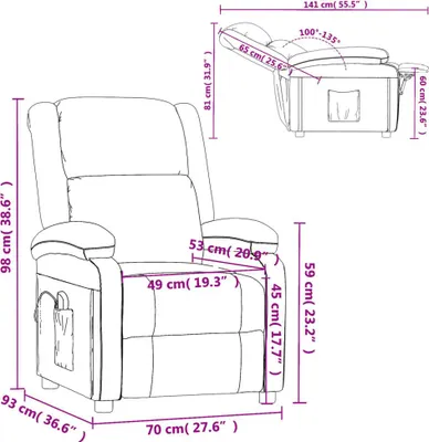 Image de vidaXL Fauteuil de massage gris foncé velours