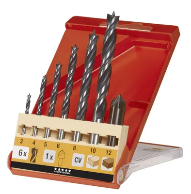 Produktbild von kwb 514200, Bohrer, Bohrerbit-Set, Holz, Zylinderförmige Welle, 3, 4, 5, 6, 8, 10, 1 Senker 90, Schwarz