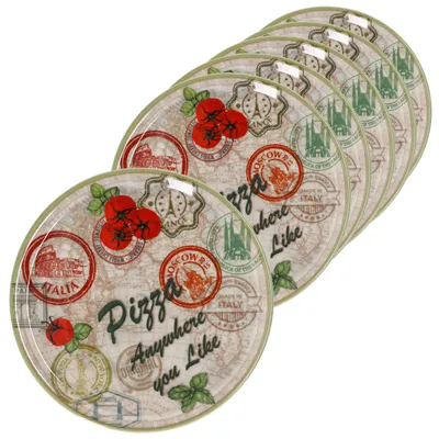 Obrázek produktu pro sada 6 talířů na pizzu Moskva zelená Ø 31,5 cm Servírovací talíř XL talíř porcelánový