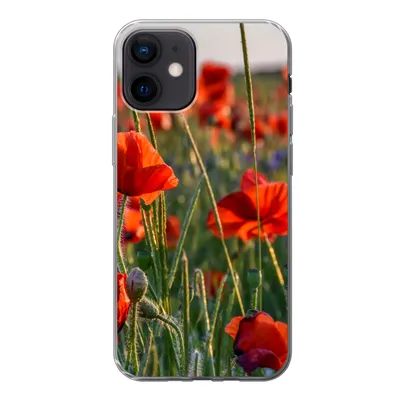 Produktbild von MuchoWow® Handyhülle Schutzhülle Hülle für iPhone 12 Blumen - Mohnblumen - Natur - Rot Silikon Softcase Handy Hülle - Schutzhülle