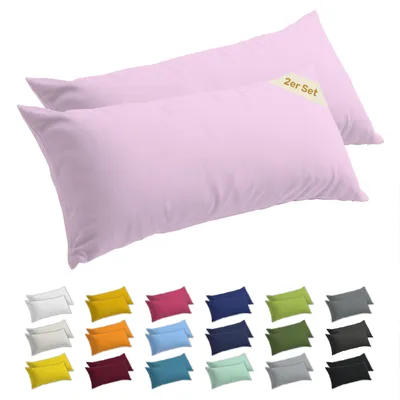 Produktbild von Lavea® 2er Set Seitenschläferkissen-Bezug 40x145 cm, 100% Baumwolle Jersey, YKK-Reißverschluss, Rosa