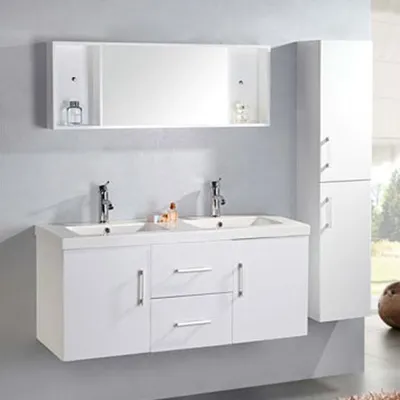 Immagine prodotto di Mobile Bagno Arredo Bagno 120 cm Colonna e doppio lavabo Inclusi – White Malibù