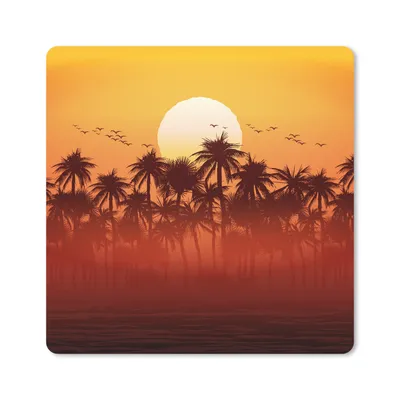 Produktbild von MuchoWow® Mauspad Mousepad Sonne - Palme - Vogel 30x30 cm - Mousepads - Maus Mat - Pad - Mausunterlage - Gaming